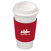 DA7437
	-NYC PLASTIC CUP WITH NEOPRENE SLEEVE-White cup with Red sleeve